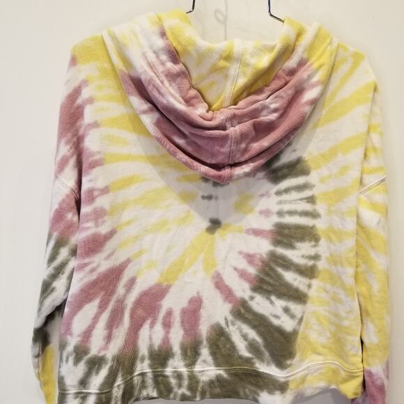 Old Navy Tie Dye Hoodie Yellow Gray Pink Zipper Jacket Juniors Size M - Picture 4 of 12